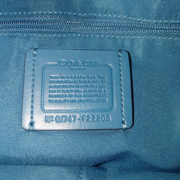 Coach Ava Chain Leather Shoulder Bag Wallet Set Metallic Teal Turquoise Nickle - Picture 2 of 15